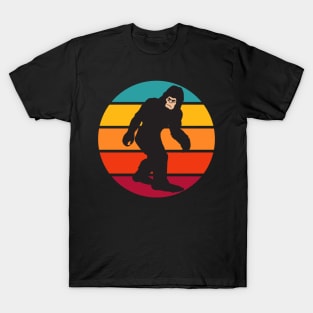 Big Foot Walking Retro Vintage Sunset Bigfoot T-Shirt